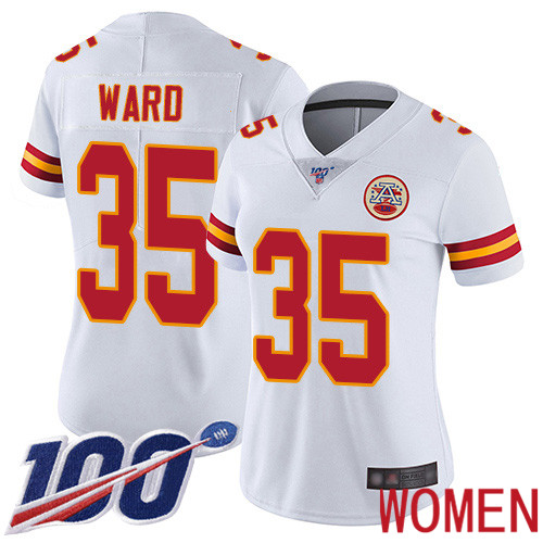 Women Kansas City Chiefs #35 Ward Charvarius White Vapor Untouchable Limited Player 100th Season Football Nike NFL Jersey->kansas city chiefs->NFL Jersey